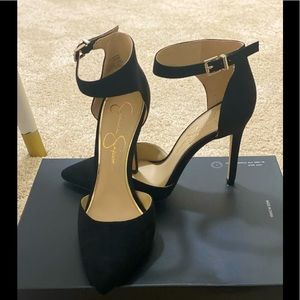 Jessica Simpson Black Ankle Strap Heels